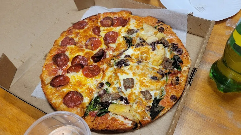 Half Pepperoni Half Greek Pizza